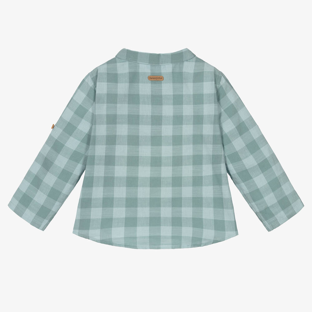Laranjinha-Boys Blue Check Cotton Shirt | Childrensalon Outlet