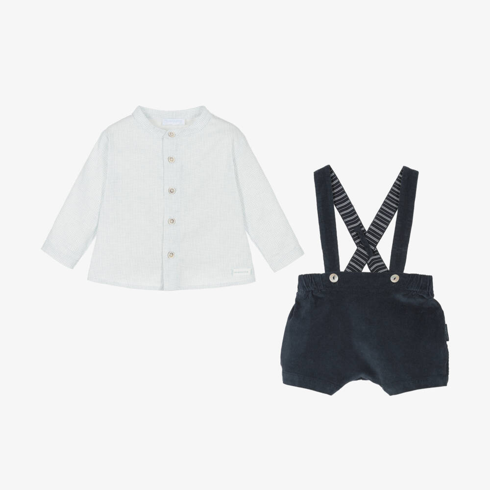 Laranjinha-Boys Blue Corduroy Shorts Ensemble | Childrensalon Outlet