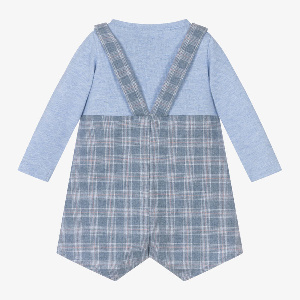 Laranjinha-Boys Blue Cotton Check Playsuit | Childrensalon Outlet