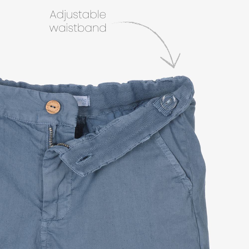 Laranjinha-Boys Blue Cotton Chinos Shorts | Childrensalon Outlet