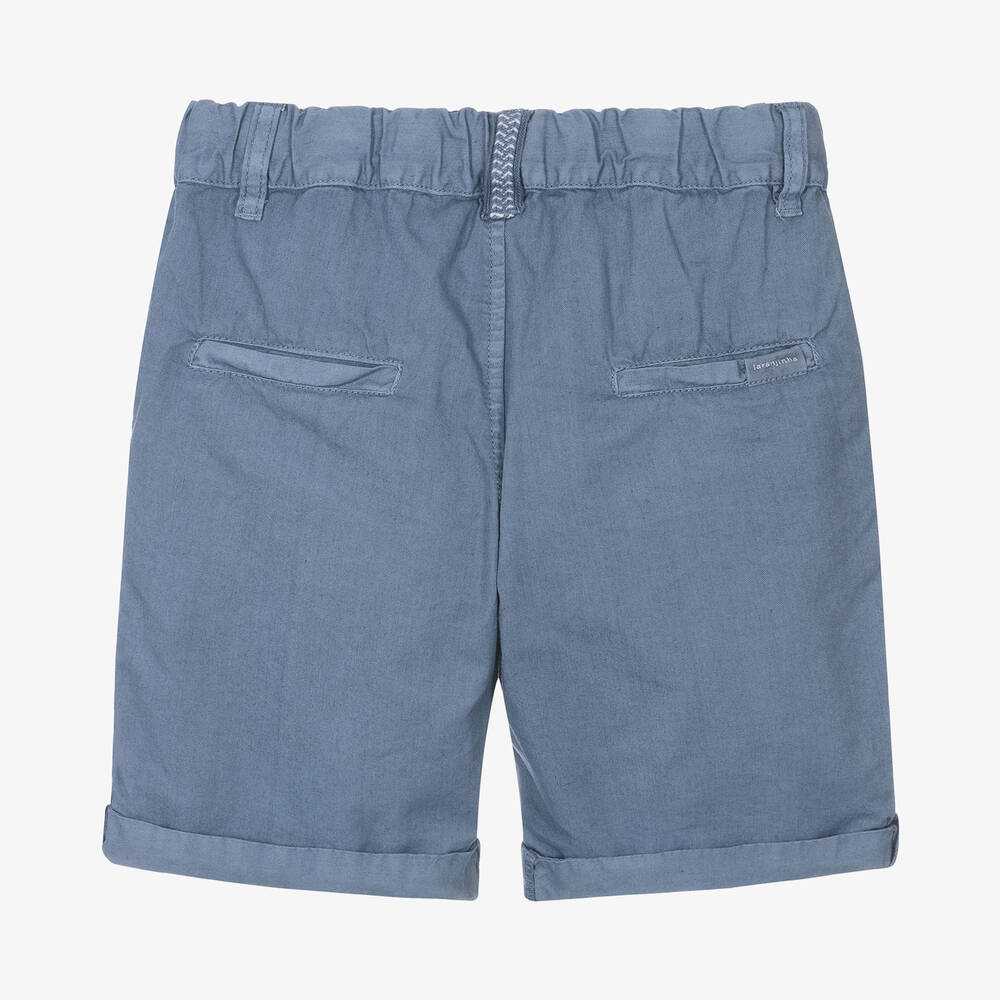 Laranjinha-Boys Blue Cotton Chinos Shorts | Childrensalon Outlet