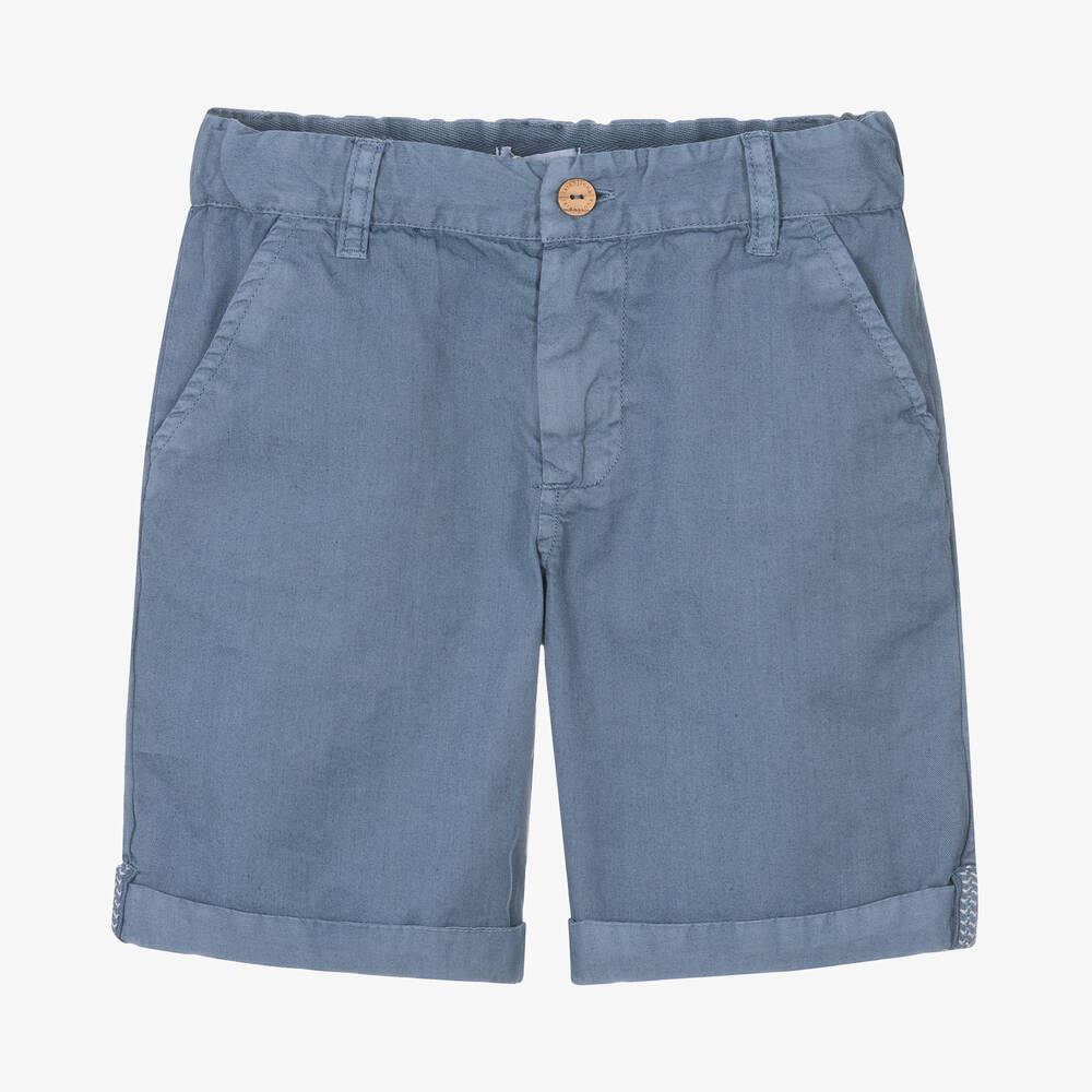 Laranjinha-Boys Blue Cotton Chinos Shorts | Childrensalon Outlet