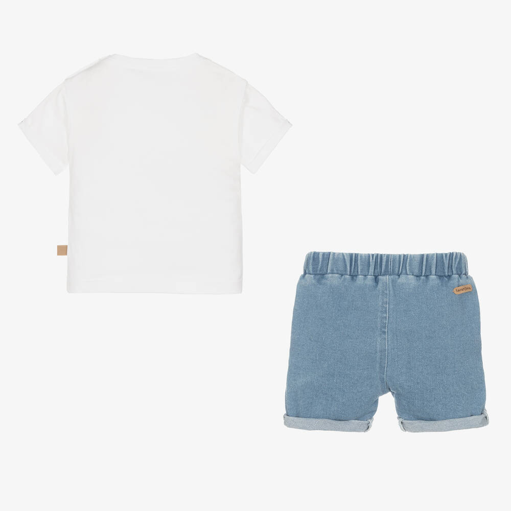 Laranjinha-Boys Blue Denim Shorts Set | Childrensalon Outlet
