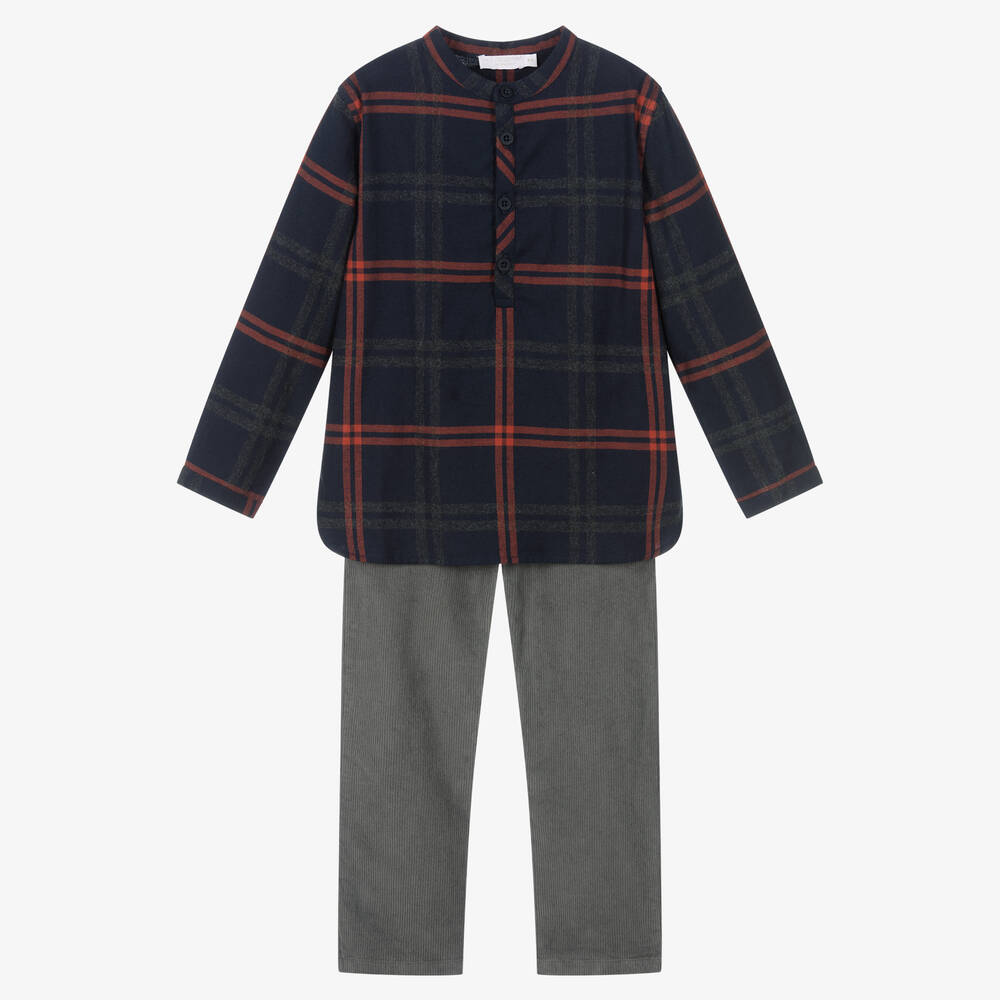 Laranjinha - Boys Blue & Grey Trouser Set | Childrensalon