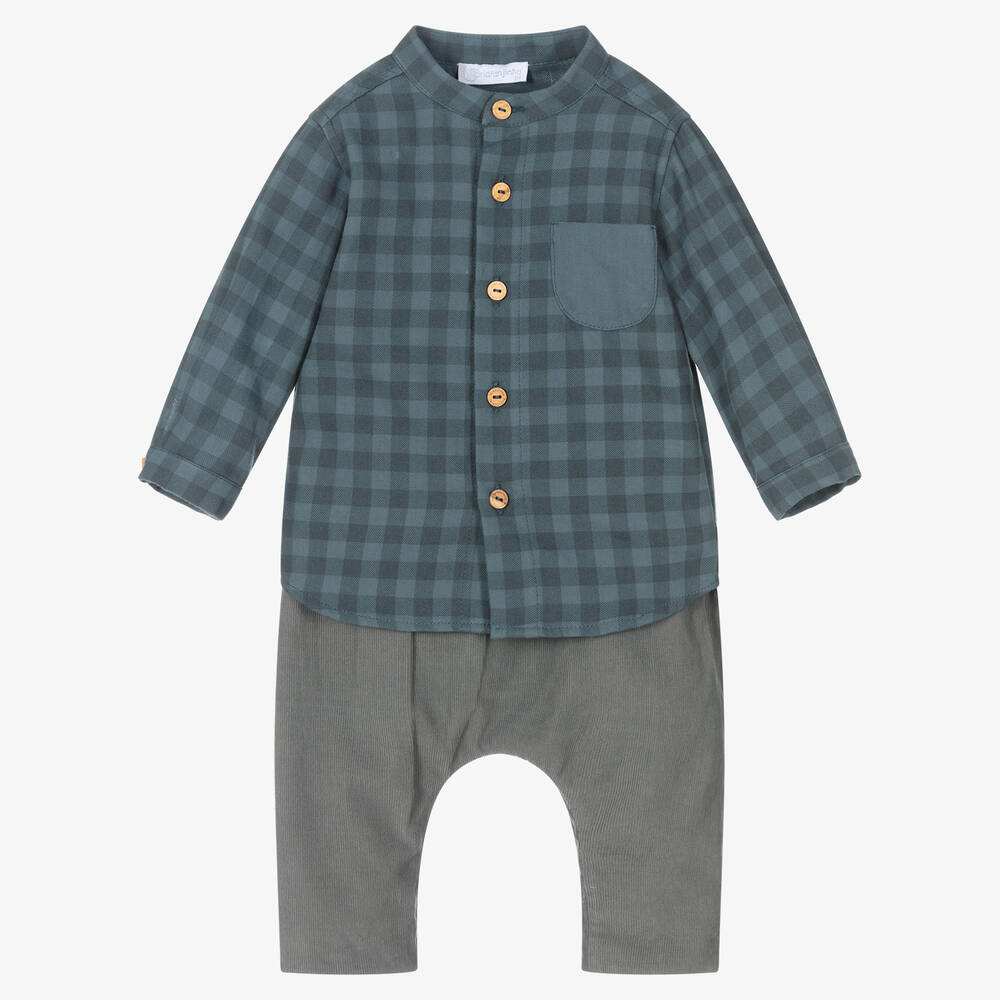 Laranjinha - Boys Blue & Grey Trouser Set | Childrensalon