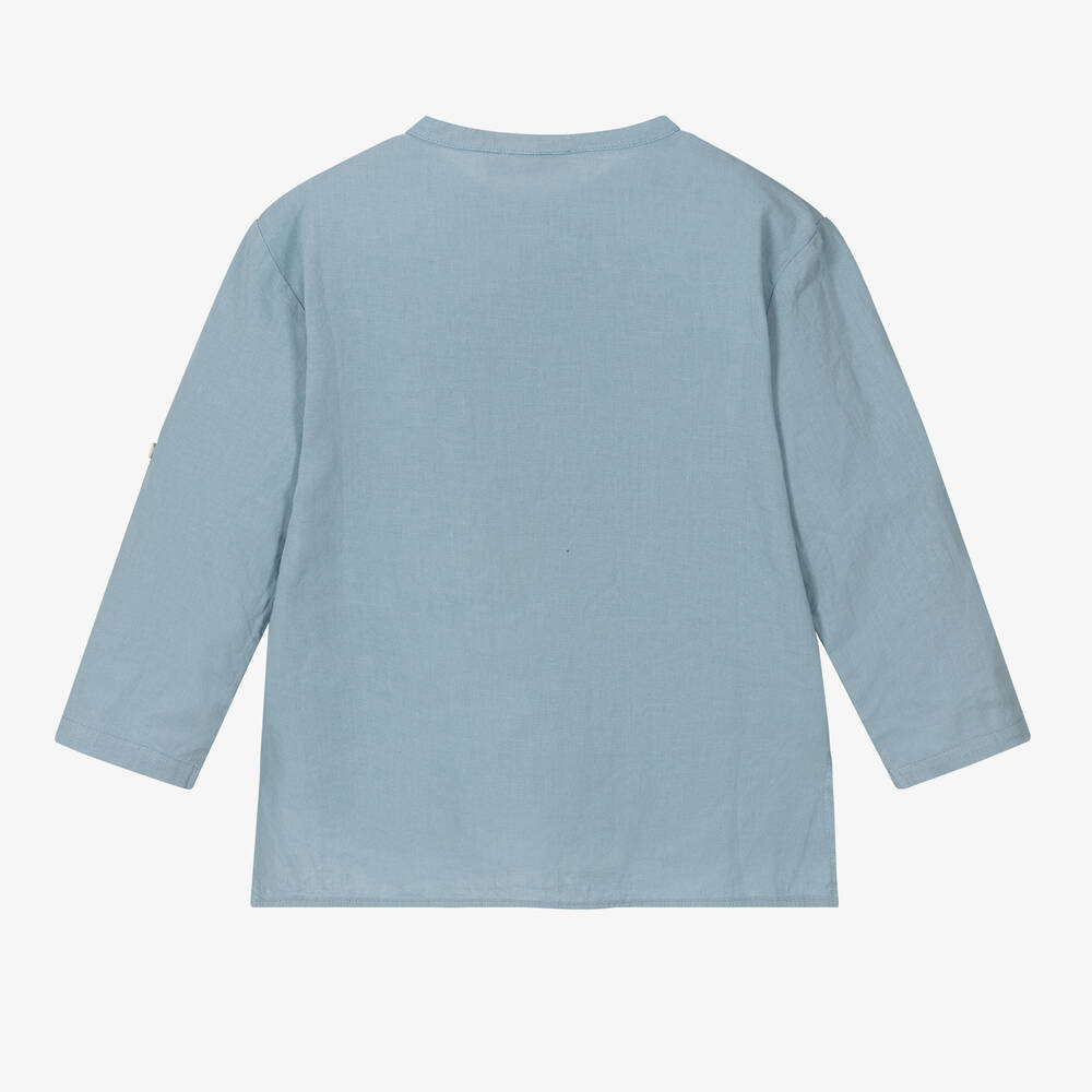 Laranjinha-Голубая полурубашка из хлопка и льна | Childrensalon Outlet