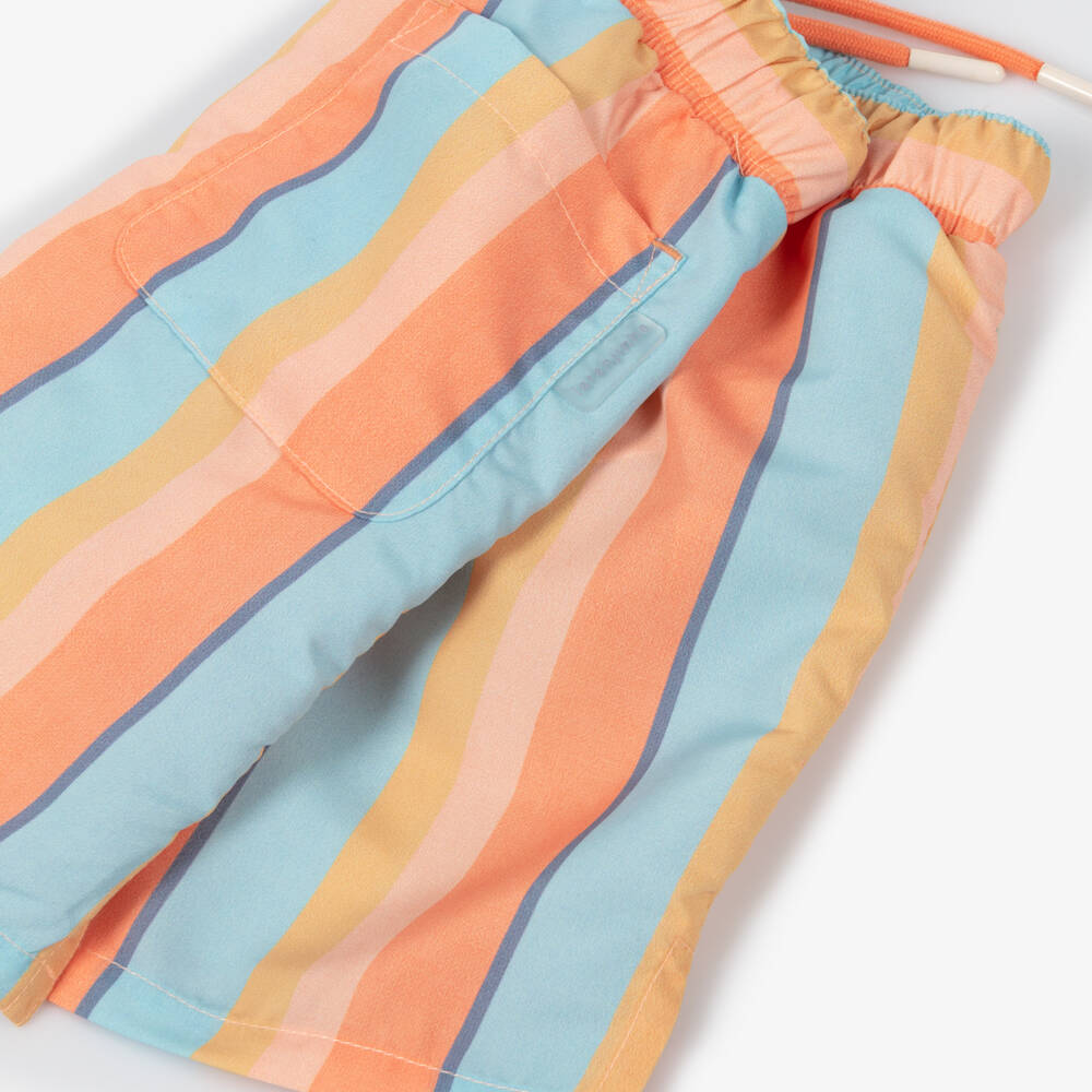 Laranjinha-Boys Blue & Orange Stripe Swim Shorts | Childrensalon Outlet