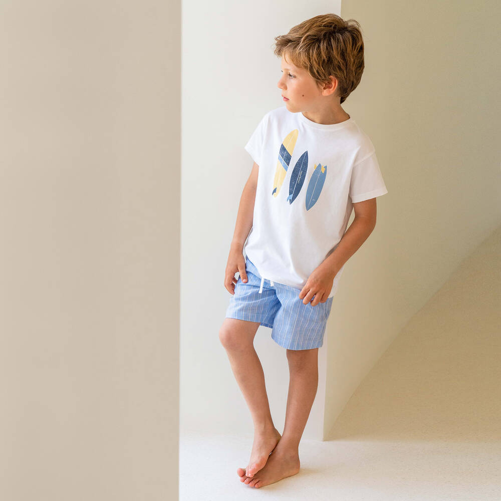 Bermuda Garcon Lot De Shorts En Coton Bleu Ancien/jaune