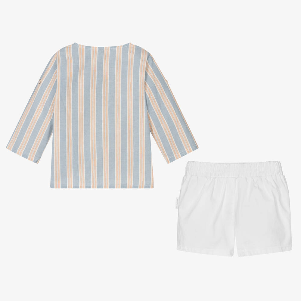 Laranjinha-Рубашка поло в голубую полоску и шорты из хлопка | Childrensalon Outlet