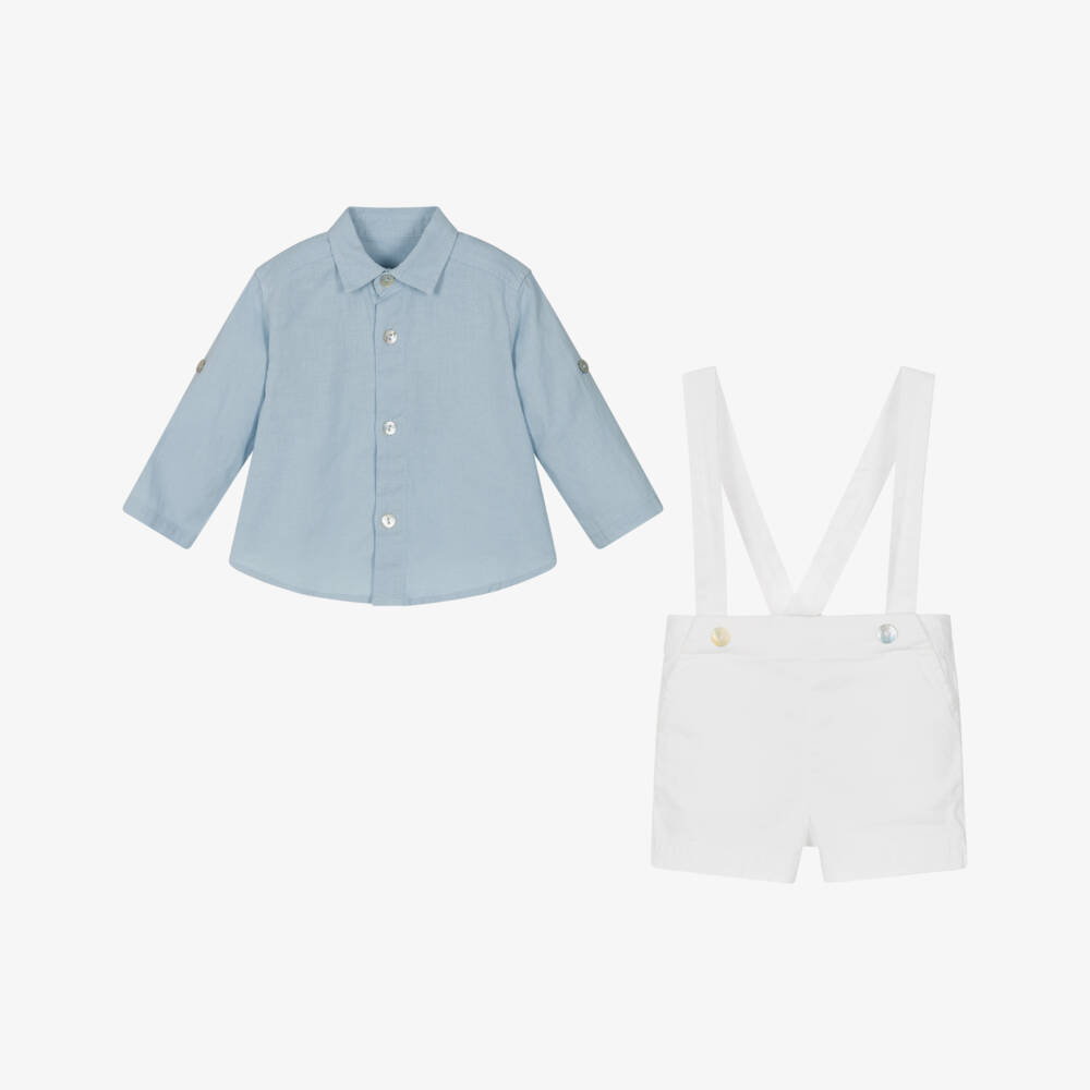 Laranjinha-Комплект льняных шортов синий и белый для мальчиков | Childrensalon Outlet