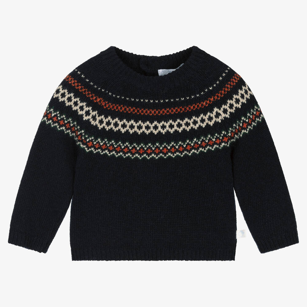 Laranjinha - Синий свитер из шерсти и кашемира | Childrensalon