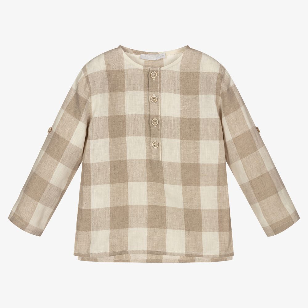 Chic by Laranjinha-Boys Checked Linen Shirt | Childrensalon Outlet
