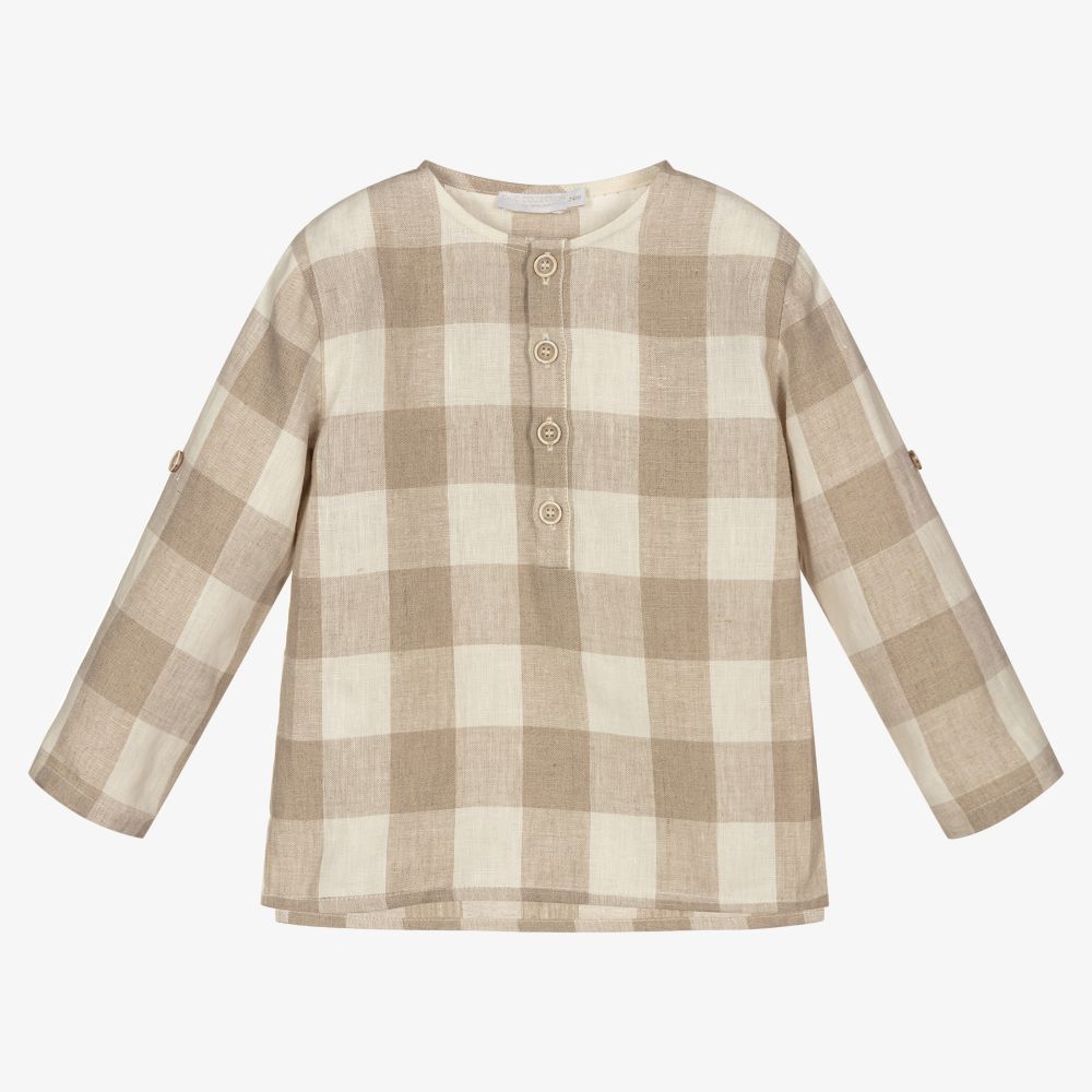 Chic by Laranjinha - Boys Checked Linen Shirt | Childrensalon