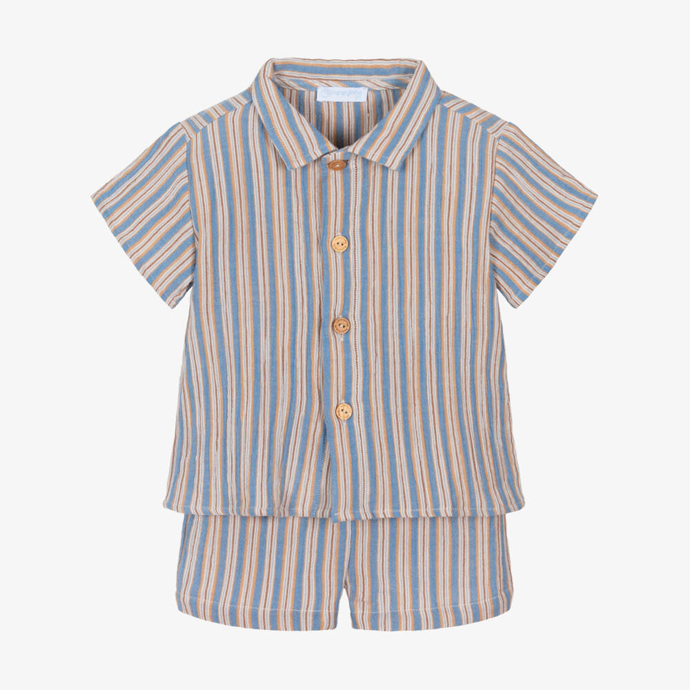 Laranjinha-طقم كلاسيكي مخطط أزرق للأولاد | Childrensalon Outlet