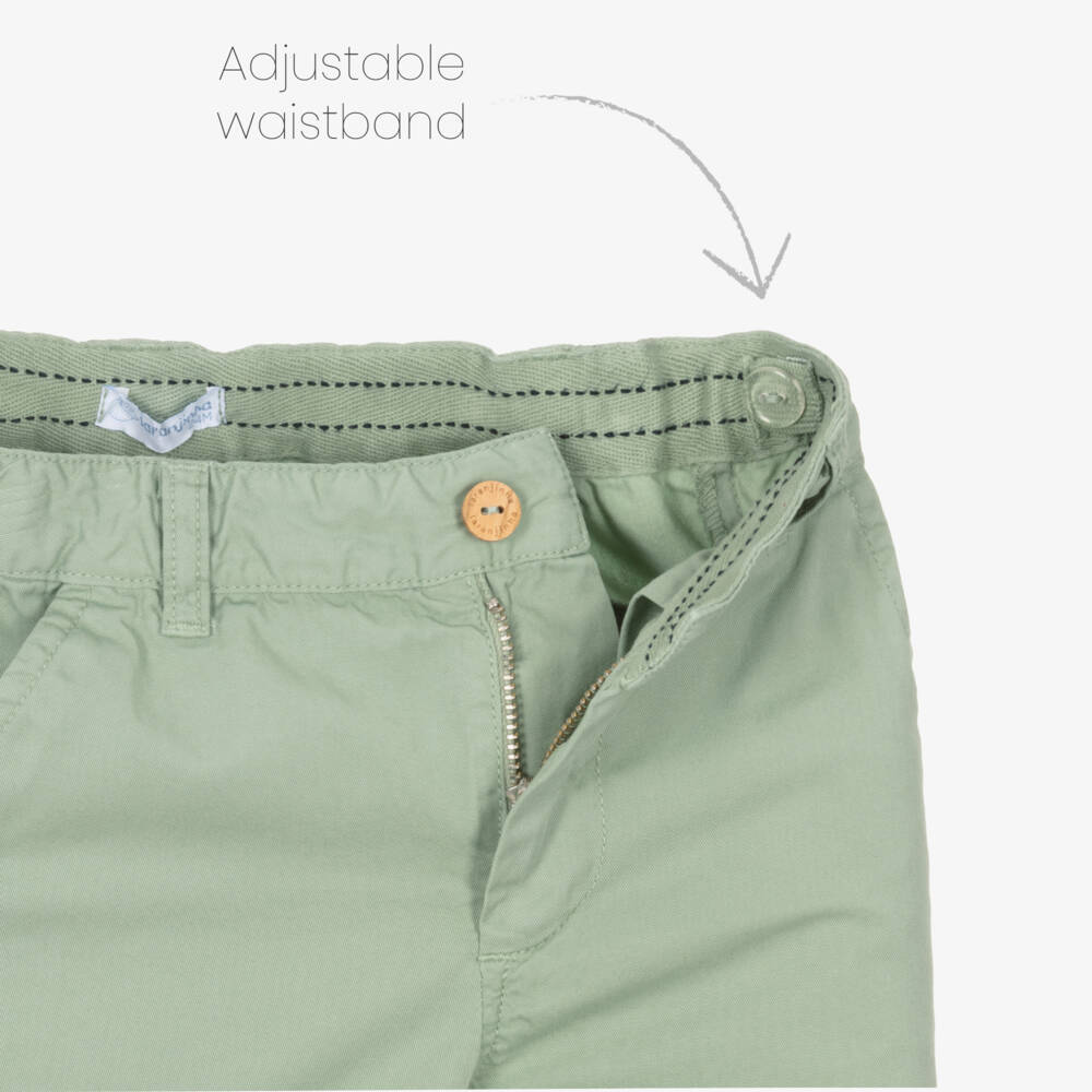 Laranjinha-Boys Classic Green Twill Shorts | Childrensalon Outlet