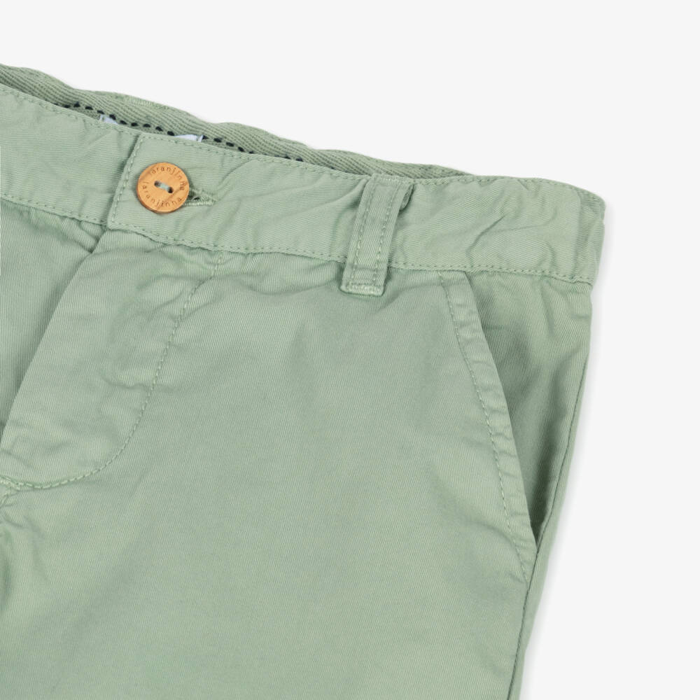 Laranjinha-Boys Classic Green Twill Shorts | Childrensalon Outlet