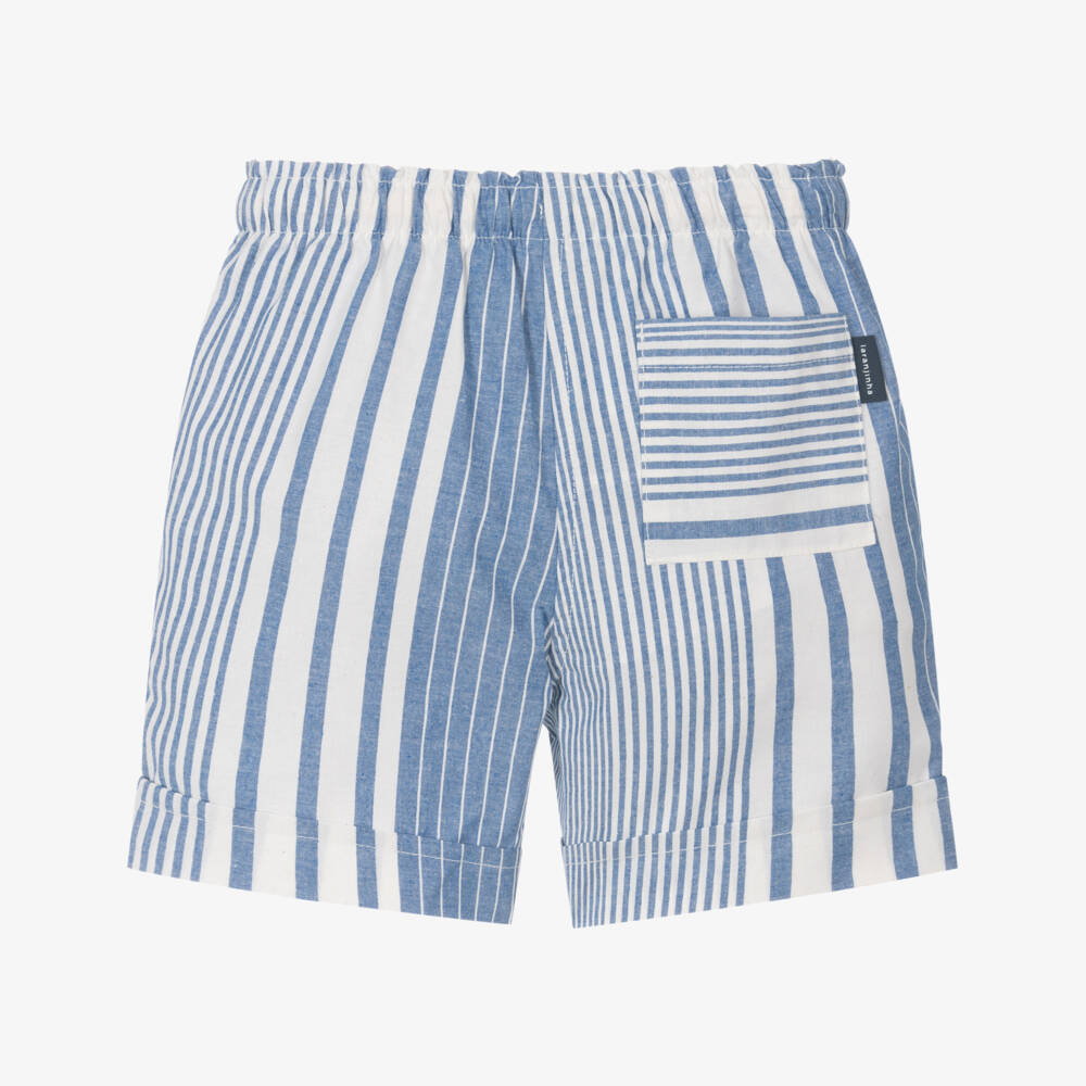 Laranjinha-Boys Cool Blue Striped Shorts | Childrensalon Outlet
