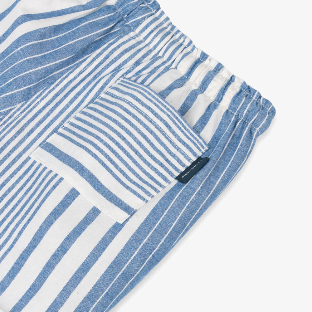 Laranjinha-Boys Cool Blue Striped Shorts | Childrensalon Outlet