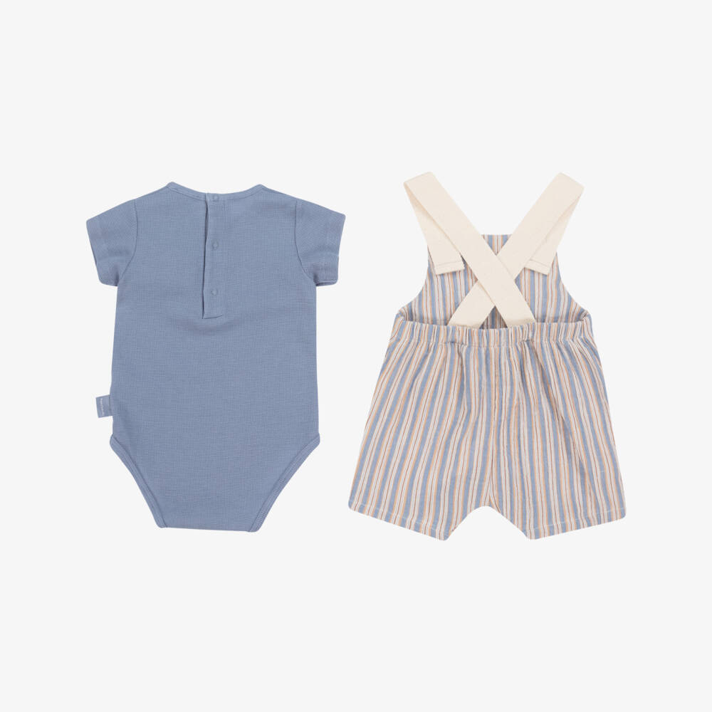 Laranjinha-طقم دنغري قطني للأولاد بخطوط زرقاء | Childrensalon Outlet