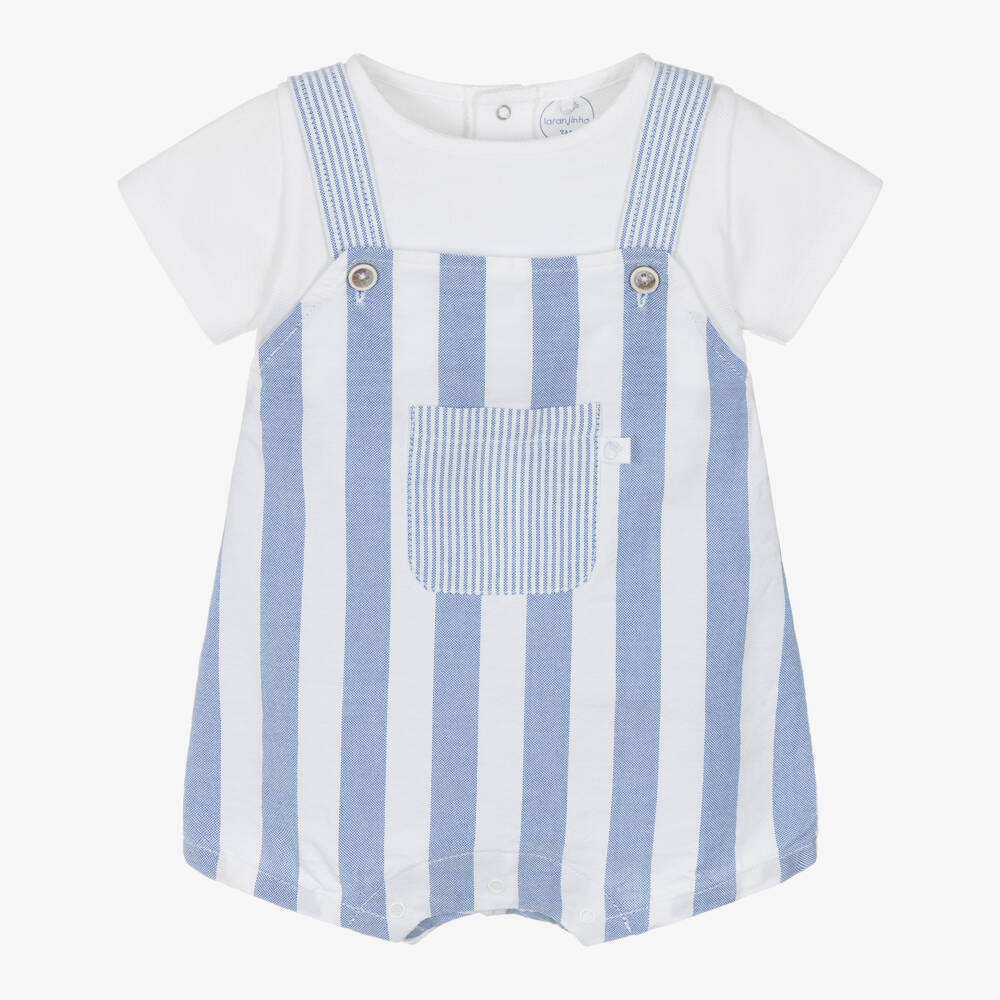 Laranjinha-Boys' Crisp Striped Cotton Romper | Childrensalon Outlet