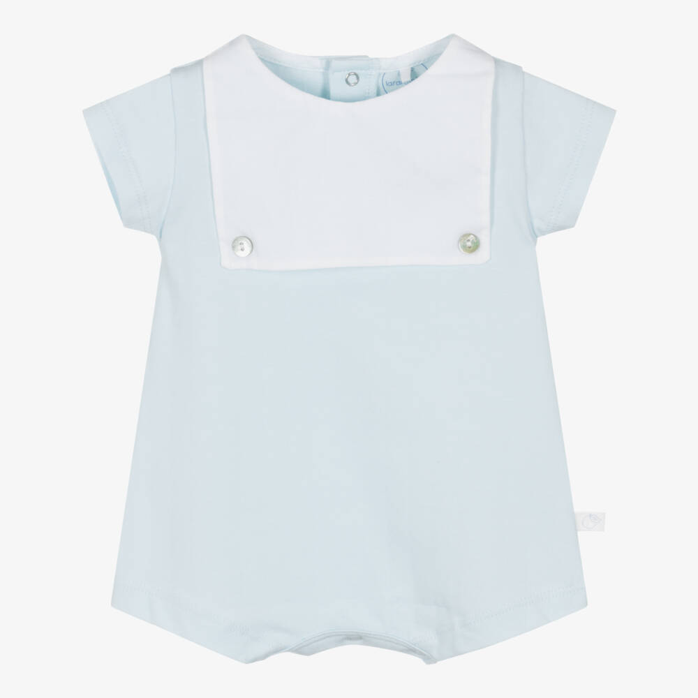 Laranjinha-Boys Gentle Blue Cotton Romper | Childrensalon Outlet
