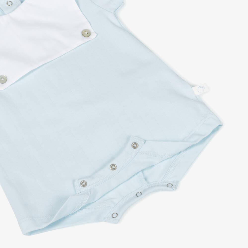 Laranjinha-Boys Gentle Blue Cotton Romper | Childrensalon Outlet
