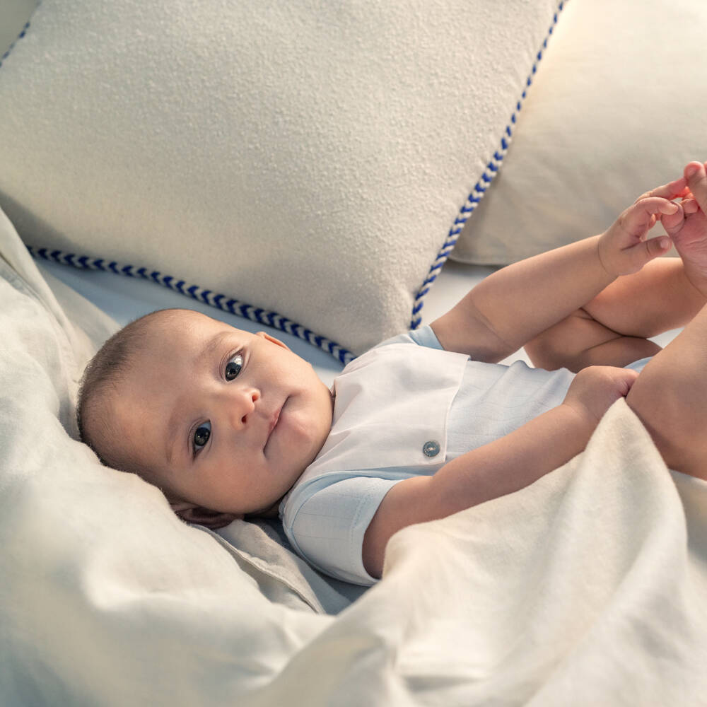 Laranjinha-Boys Gentle Blue Cotton Romper | Childrensalon Outlet