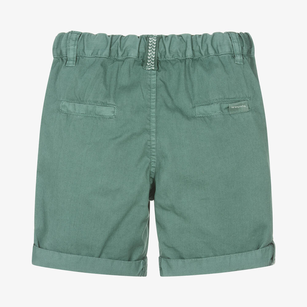 Laranjinha-Boys Green Cotton Chino Shorts | Childrensalon Outlet