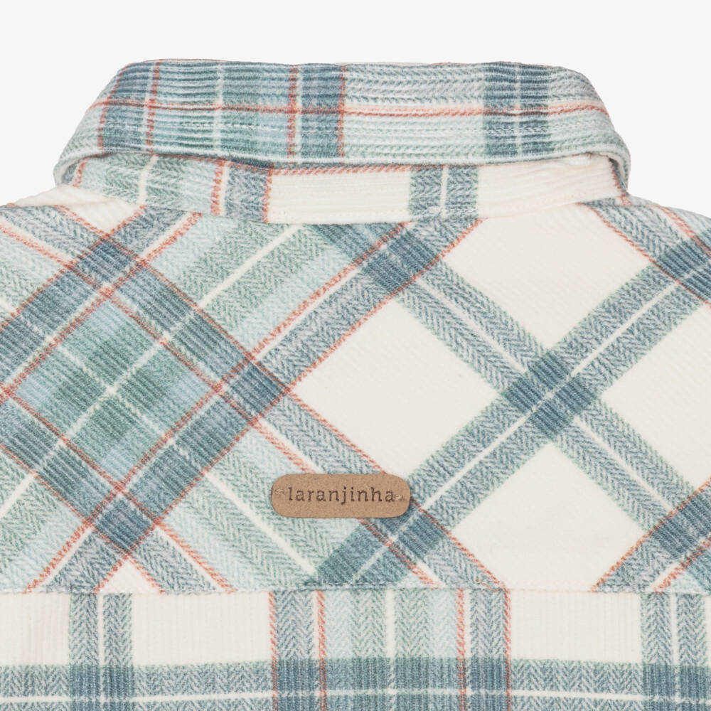 Laranjinha-Boys Green & Ivory Plaid Shirt | Childrensalon Outlet