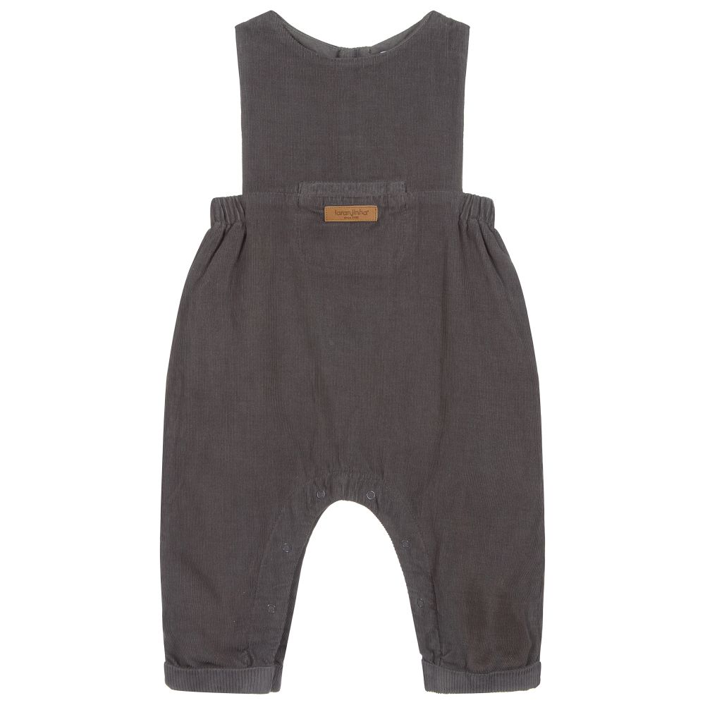 Laranjinha - Boys Grey Corduroy Dungarees | Childrensalon