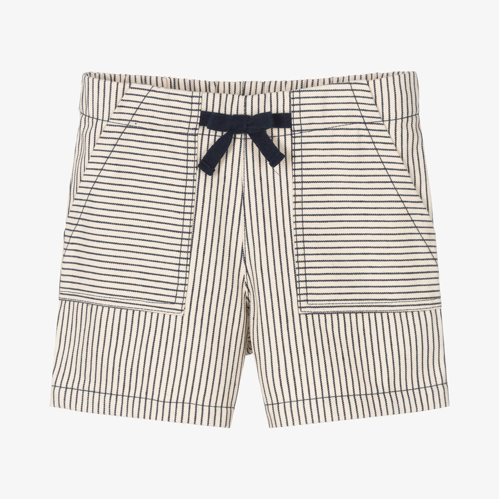 Laranjinha - Gestreifte Shorts in Elfenbein/Blau | Childrensalon