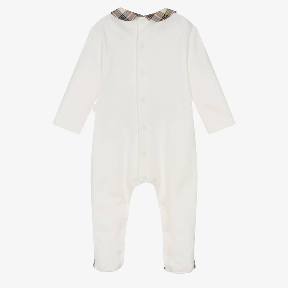 Laranjinha-Boys Ivory Cotton Christmas Tree Babygrow | Childrensalon Outlet