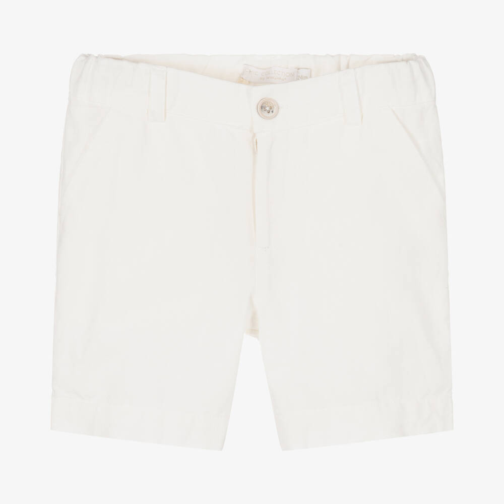 Laranjinha - Leinen-Baumwoll-Shorts in Elfenbein | Childrensalon