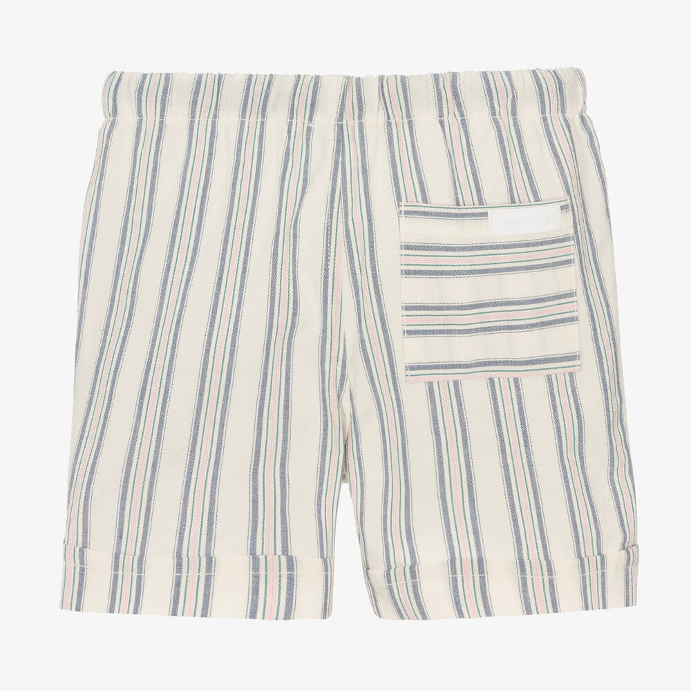 Laranjinha-Boys Ivory Striped Cotton Shorts | Childrensalon Outlet