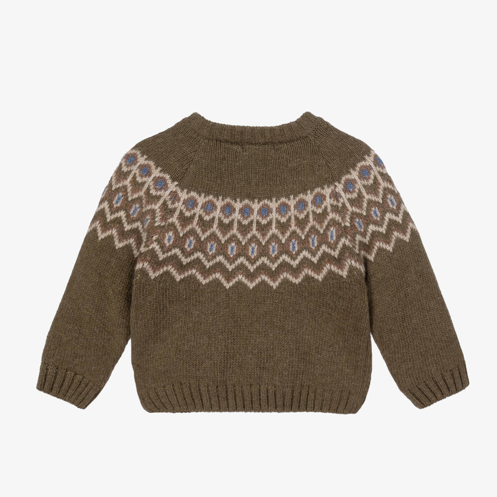 Laranjinha-Boys Khaki Wool Cashmere Jumper | Childrensalon Outlet