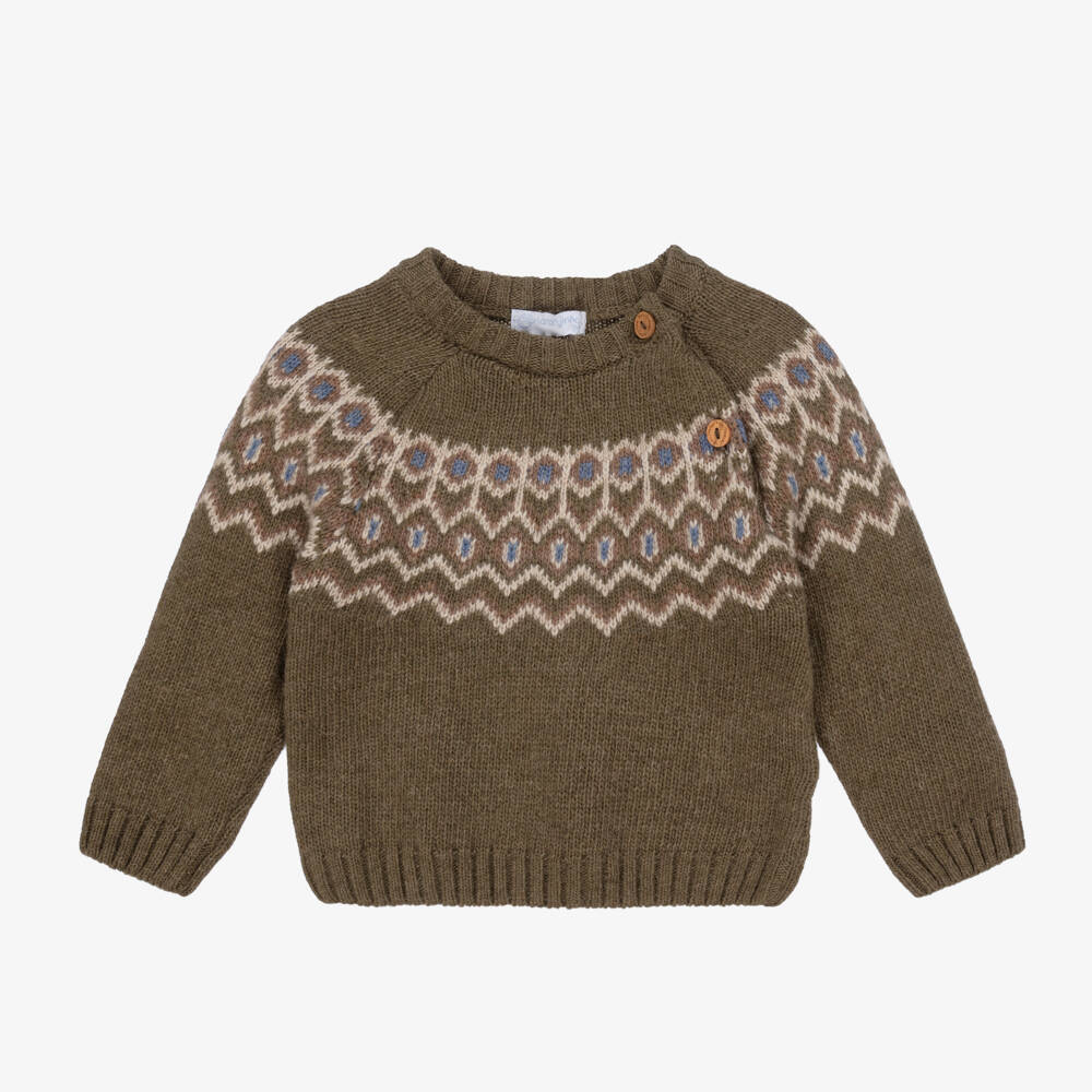 Laranjinha-Boys Khaki Wool Cashmere Jumper | Childrensalon Outlet