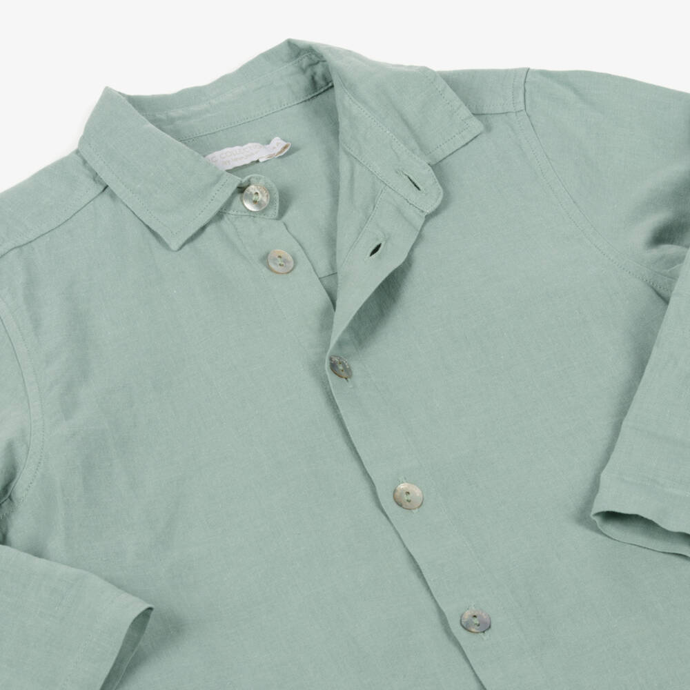 Laranjinha-Льняная блуза светло-зеленого цвета для мальчиков | Childrensalon Outlet