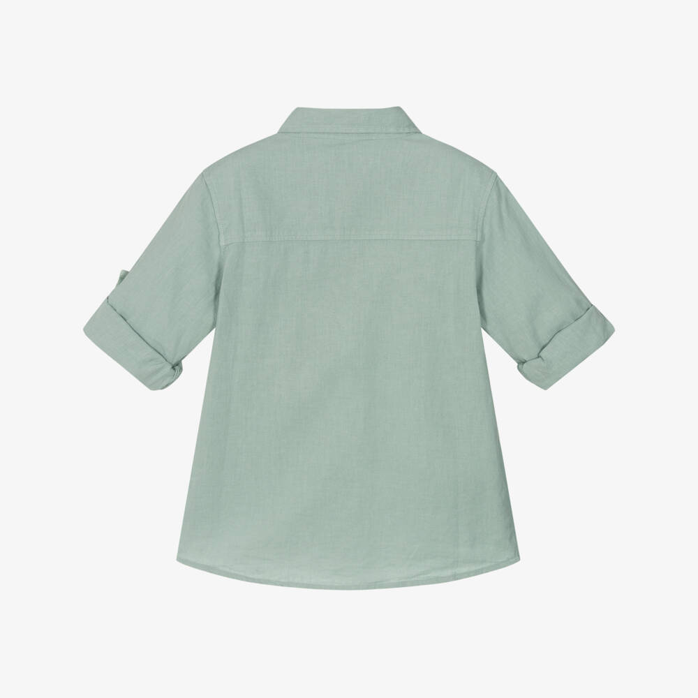 Laranjinha-Льняная блуза светло-зеленого цвета для мальчиков | Childrensalon Outlet