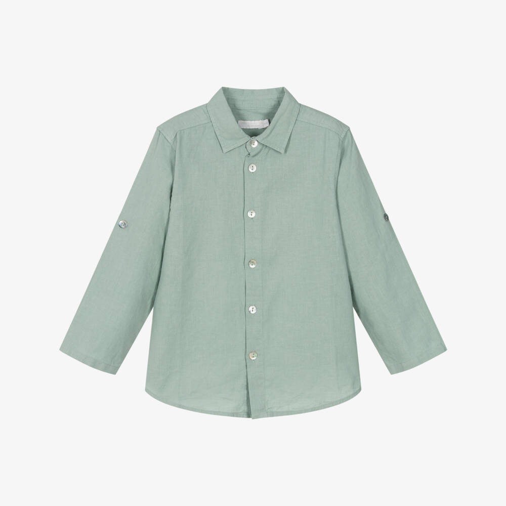 Laranjinha-Льняная блуза светло-зеленого цвета для мальчиков | Childrensalon Outlet