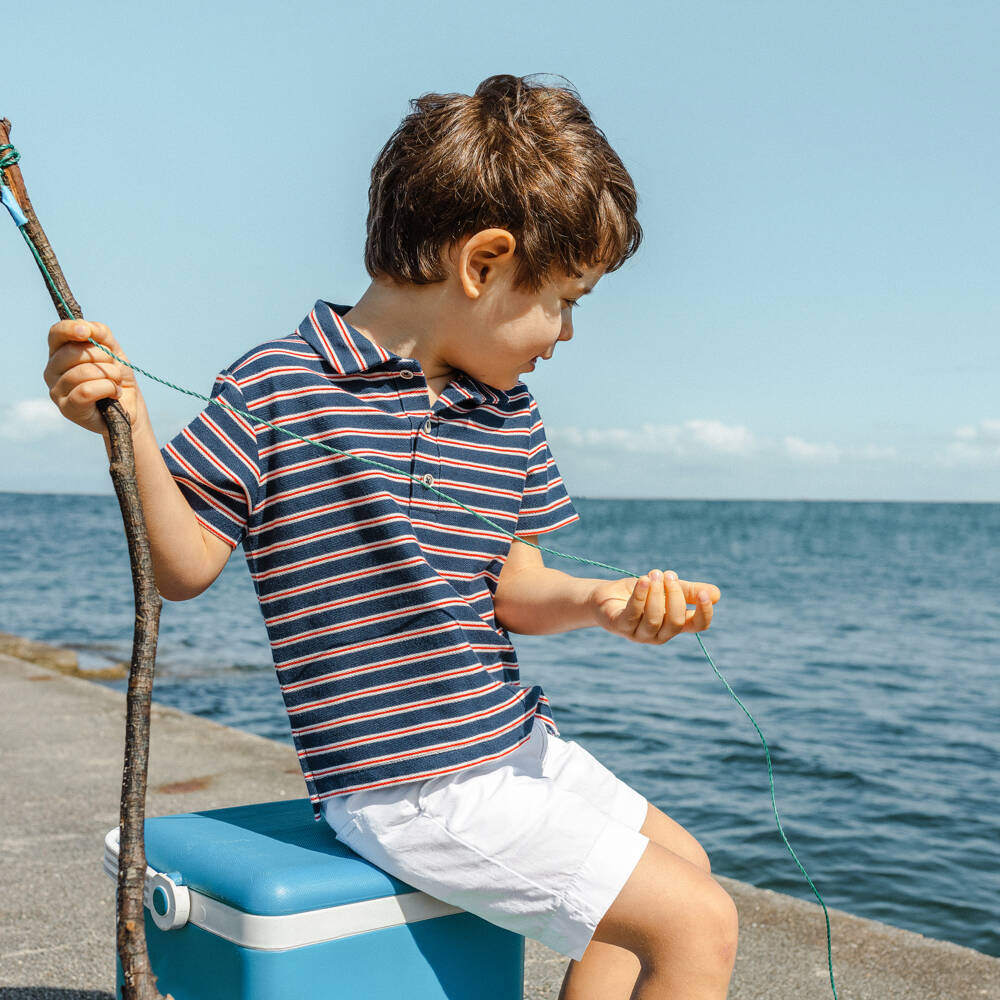 Laranjinha-Boys Nautical Navy Striped Polo | Childrensalon Outlet