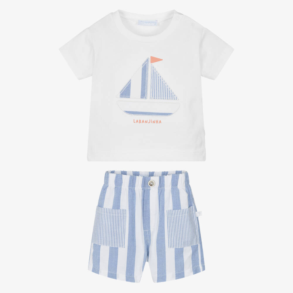 Laranjinha-Boys Nautical Striped Cotton Set | Childrensalon Outlet