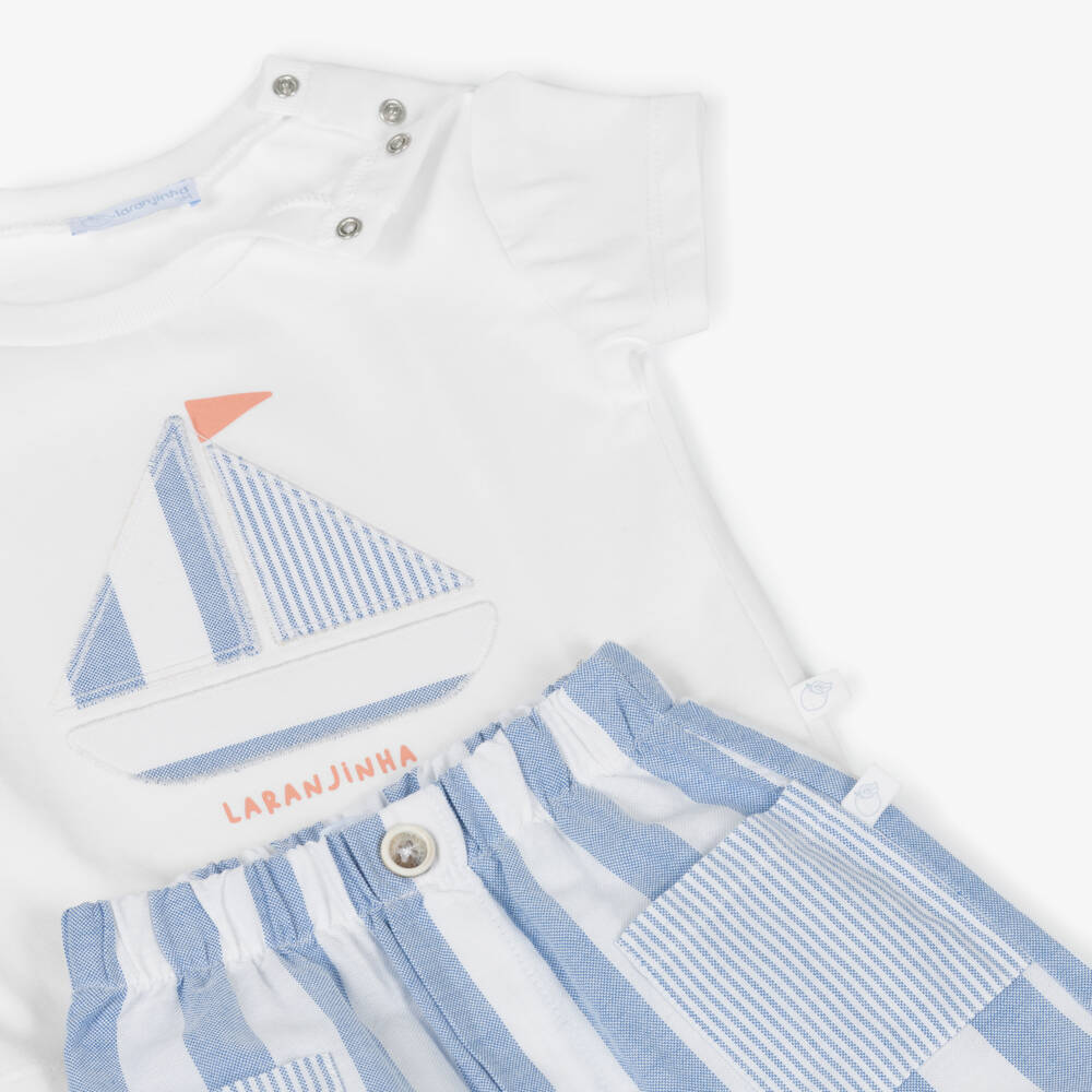 Laranjinha-Boys Nautical Striped Cotton Set | Childrensalon Outlet