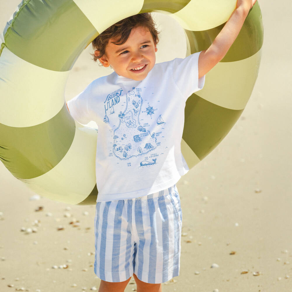 Laranjinha-Boys Nautical Striped Cotton Shorts | Childrensalon Outlet
