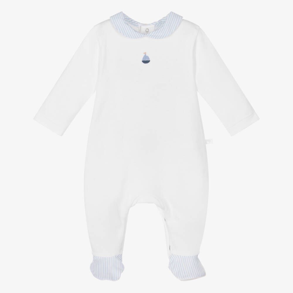 Laranjinha-Boys Nautical White Cotton Sleepsuit | Childrensalon Outlet