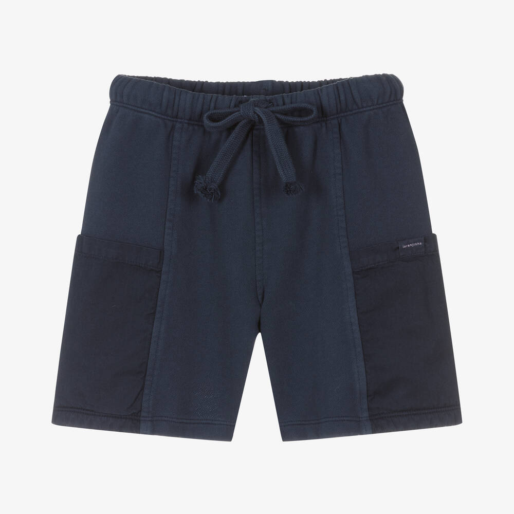 Laranjinha - Boys Navy Blue Cotton Jersey Shorts | Childrensalon