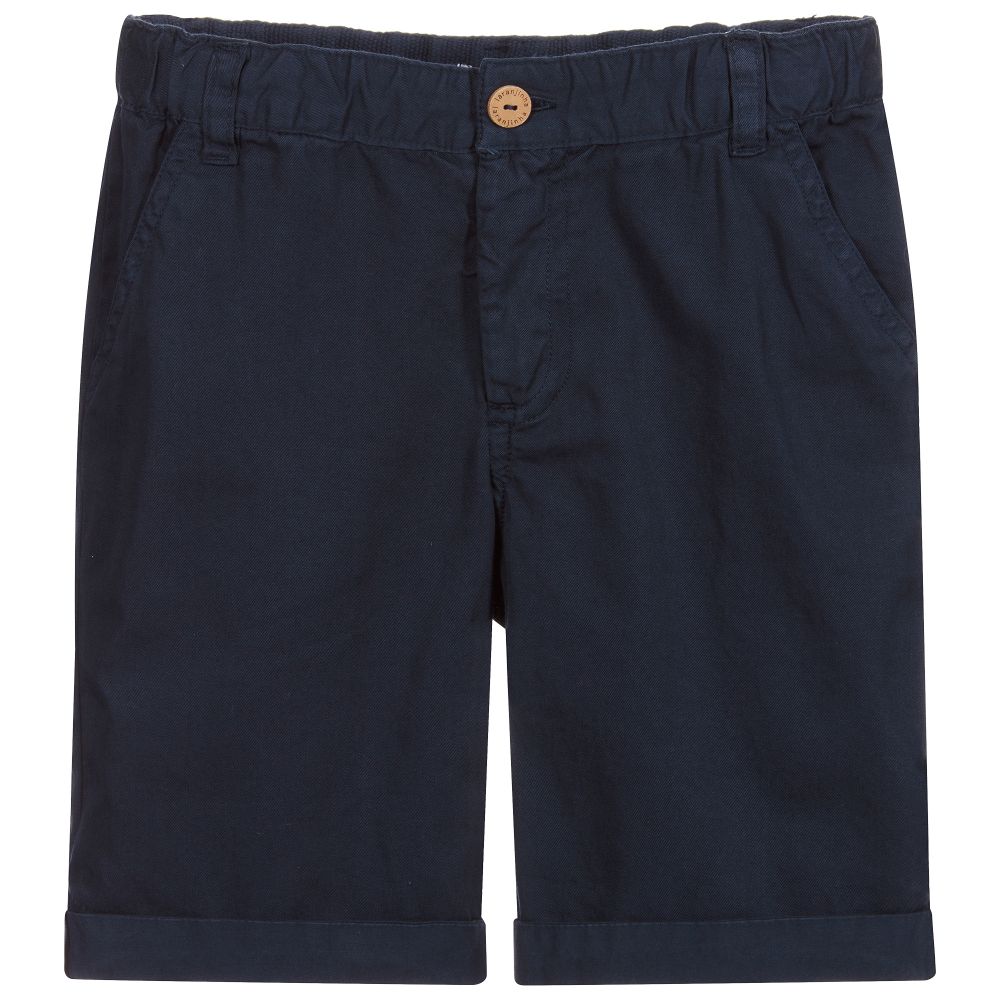 Laranjinha - Boys Navy Blue Cotton Shorts | Childrensalon