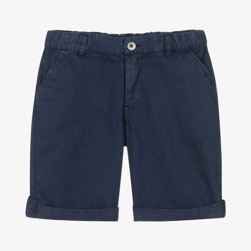 Laranjinha - Boys Navy Blue Cotton Shorts | Childrensalon