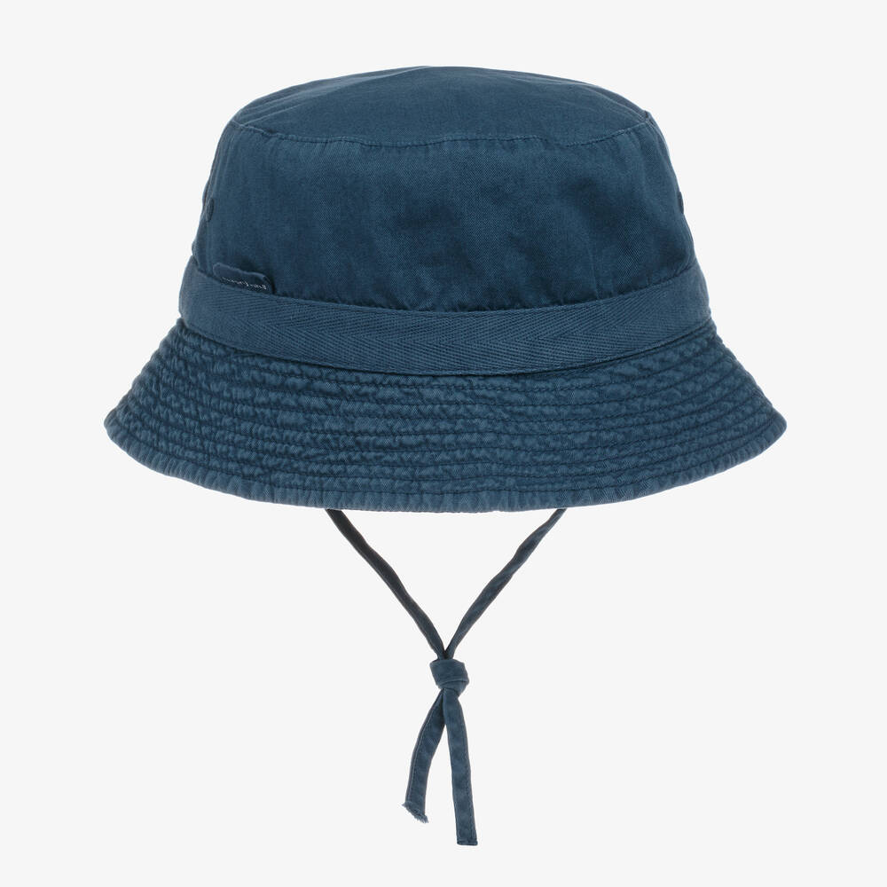 Laranjinha - Boys Navy Blue Cotton Sun Hat | Childrensalon