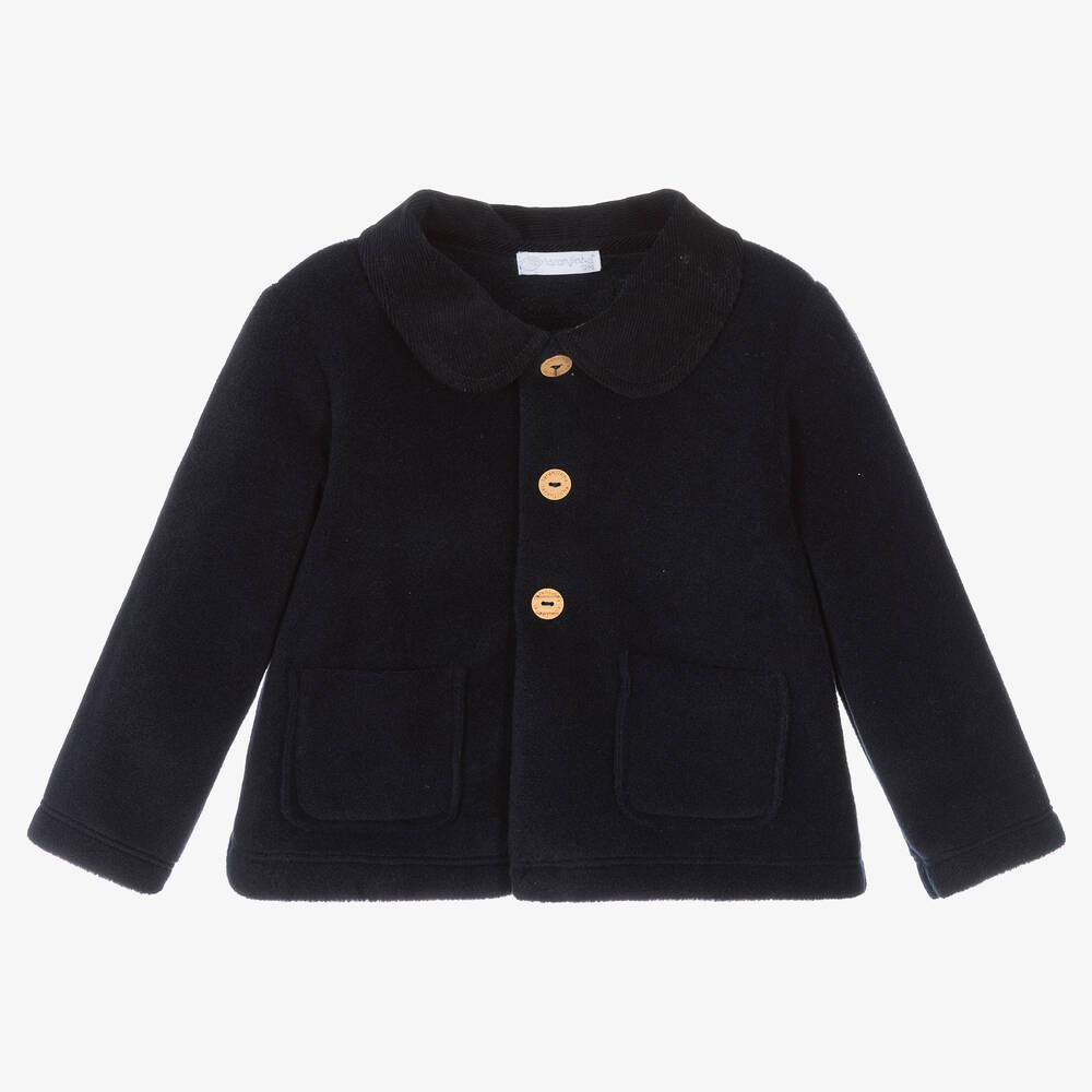 Laranjinha - Boys Navy Blue Fleece Jacket | Childrensalon