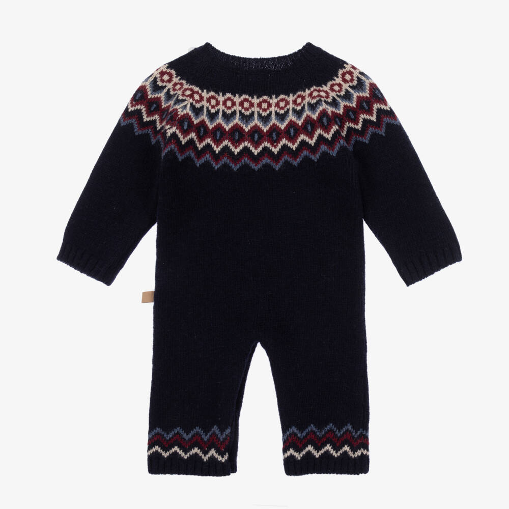 Laranjinha-Boys Navy Wool & Cashmere Babygrow | Childrensalon Outlet